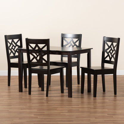 Baxton Studio - Nicolette Dining Set in Dark Brown - RH340C-Dark Brown-5PC Dining Set view 8