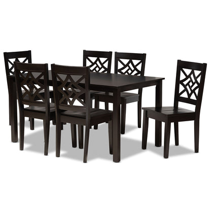 Baxton Studio - Nicolette Dining Set in Dark Brown - RH340C-Dark Brown-7PC Dining Set view 1