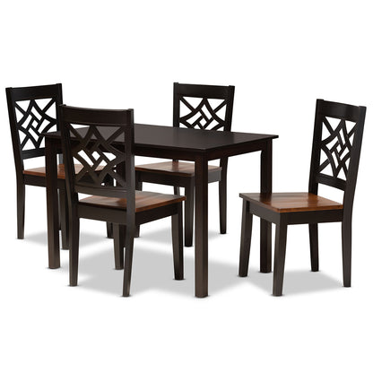 Baxton Studio - Nicolette Dining Set in Dark Brown/Walnut Brown - RH340C-Dark Brown/Walnut-5PC Dining Set view 1