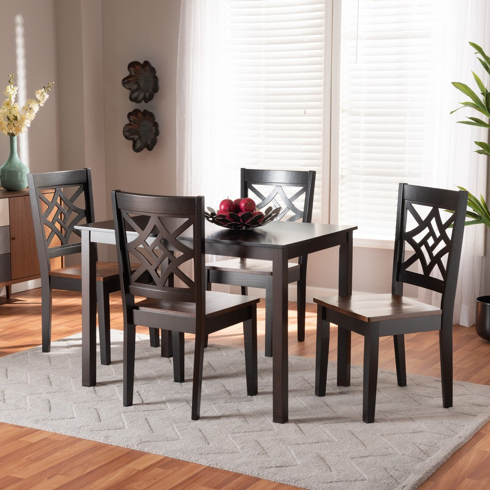 Baxton Studio - Nicolette Dining Set in Dark Brown/Walnut Brown - RH340C-Dark Brown/Walnut-5PC Dining Set view 7