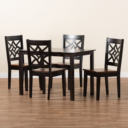 Baxton Studio - Nicolette Dining Set in Dark Brown/Walnut Brown - RH340C-Dark Brown/Walnut-5PC Dining Set view 8
