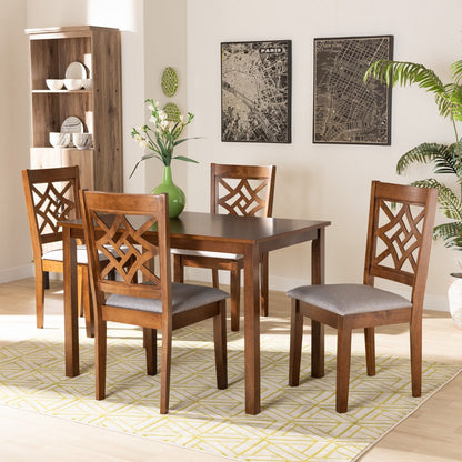 Baxton Studio - Nicolette Dining Set in Grey/Walnut Brown - RH340C-Grey/Walnut-5PC Dining Set view 7