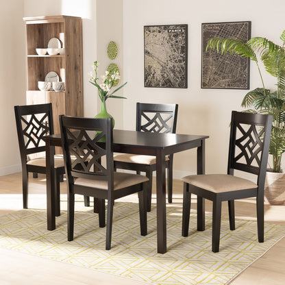 Baxton Studio - Nicolette Dining Set in Sand/Dark Brown - RH340C-Sand/Dark Brown-5PC Dining Set view 7