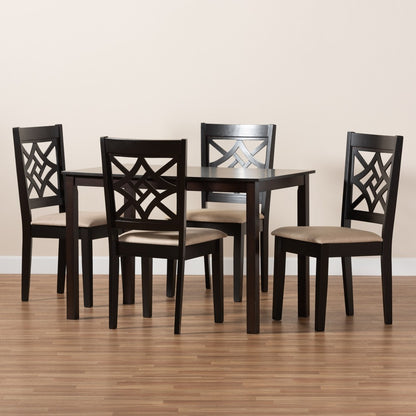 Baxton Studio - Nicolette Dining Set in Sand/Dark Brown - RH340C-Sand/Dark Brown-5PC Dining Set view 8
