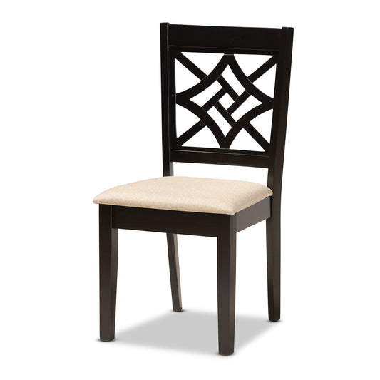 Baxton Studio - Nicolette Dining Set in Sand/Dark Brown - RH340C-Sand/Dark Brown-7PC Dining Set view 2