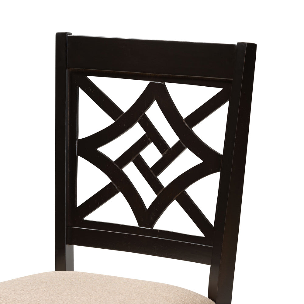 Baxton Studio - Nicolette Dining Set in Sand/Dark Brown - RH340C-Sand/Dark Brown-7PC Dining Set view 5