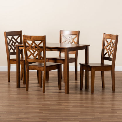 Baxton Studio - Nicolette Dining Set in Walnut Brown - RH340C-Walnut-5PC Dining Set view 8