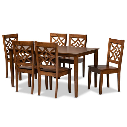 Baxton Studio - Nicolette Dining Set in Walnut Brown - RH340C-Walnut-7PC Dining Set view 1