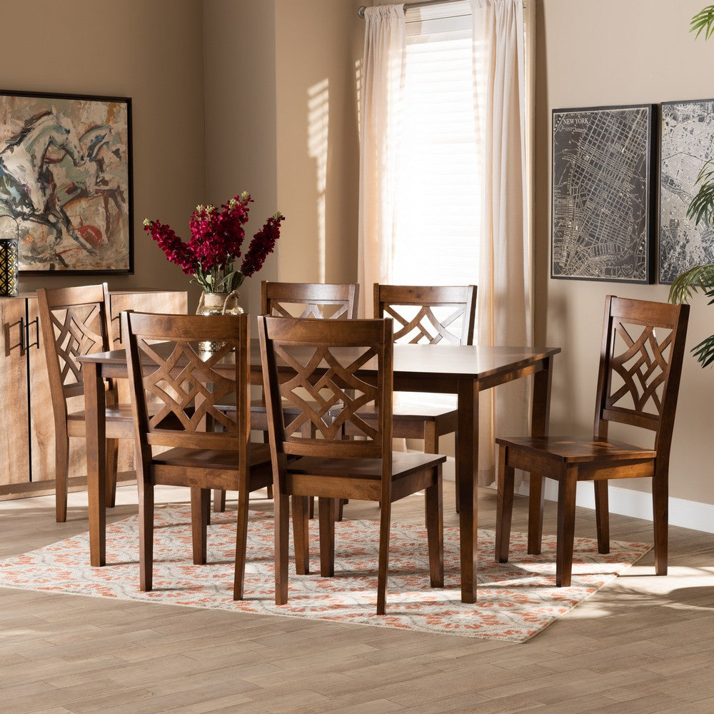 Baxton Studio - Nicolette Dining Set in Walnut Brown - RH340C-Walnut-7PC Dining Set view 7