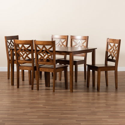 Baxton Studio - Nicolette Dining Set in Walnut Brown - RH340C-Walnut-7PC Dining Set view 8