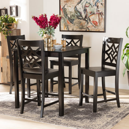 Baxton Studio - Nicolette Pub Set in Dark Brown - RH340P-Dark Brown-5PC Pub Set view 7