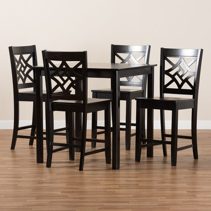 Baxton Studio - Nicolette Pub Set in Dark Brown - RH340P-Dark Brown-5PC Pub Set view 8
