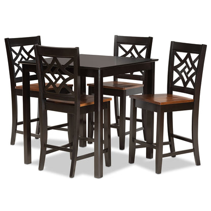 Baxton Studio - Nicolette Pub Set in Dark Brown/Walnut Brown - RH340P-Dark Brown/Walnut-5PC Pub Set view 1