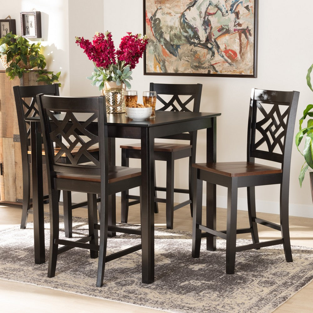 Baxton Studio - Nicolette Pub Set in Dark Brown/Walnut Brown - RH340P-Dark Brown/Walnut-5PC Pub Set view 7