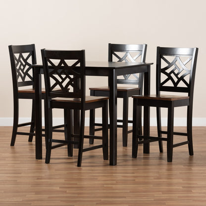 Baxton Studio - Nicolette Pub Set in Dark Brown/Walnut Brown - RH340P-Dark Brown/Walnut-5PC Pub Set view 8