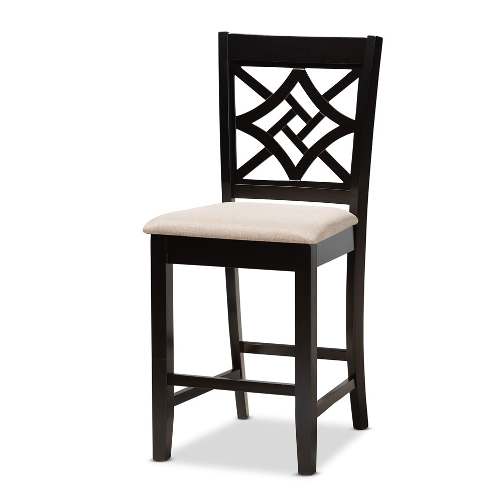 Baxton Studio - Nicolette Pub Set in Sand/Dark Brown - RH340P-Sand/Dark Brown-5PC Pub Set view 2