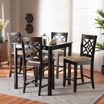 Baxton Studio - Nicolette Pub Set in Sand/Dark Brown - RH340P-Sand/Dark Brown-5PC Pub Set view 7