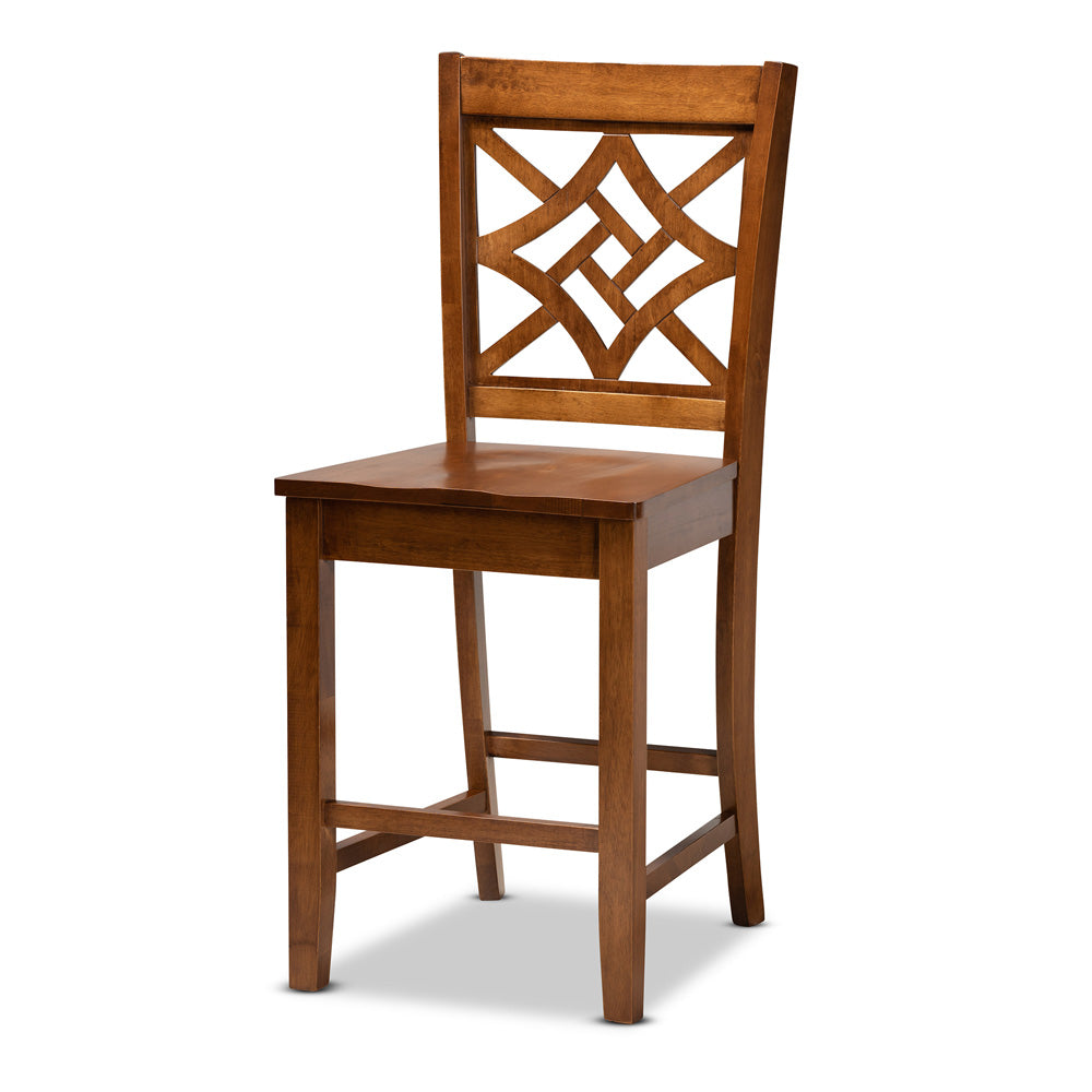 Baxton Studio - Nicolette Pub Set in Walnut Brown - RH340P-Walnut-5PC Pub Set view 2