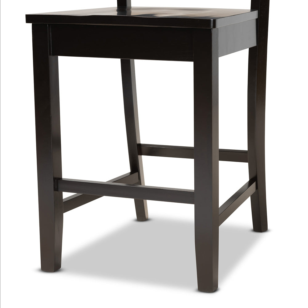 Baxton Studio - Nicolette Set of 2 Counter Stools in Dark Brown - RH340P-Dark Brown Wood Scoop Seat-PC view 5