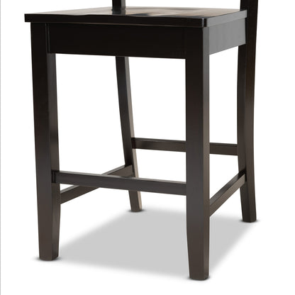 Baxton Studio - Nicolette Set of 2 Counter Stools in Dark Brown - RH340P-Dark Brown Wood Scoop Seat-PC view 5