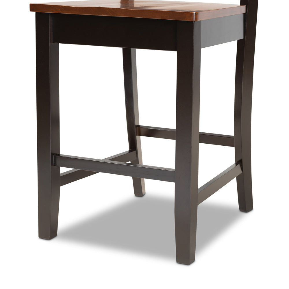Baxton Studio - Nicolette Set of 2 Counter Stools in Dark Brown/Walnut Brown - RH340P-Dark Brown/Walnut Wood Scoop Seat-PC view 5
