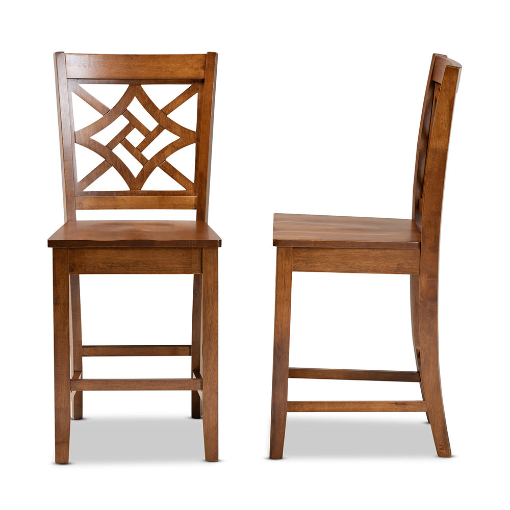 Baxton Studio - Nicolette Set of 2 Counter Stools in Walnut Brown - RH340P-Walnut Wood Scoop Seat-PC view 3