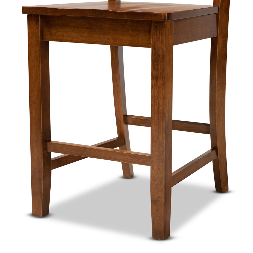 Baxton Studio - Nicolette Set of 2 Counter Stools in Walnut Brown - RH340P-Walnut Wood Scoop Seat-PC view 5