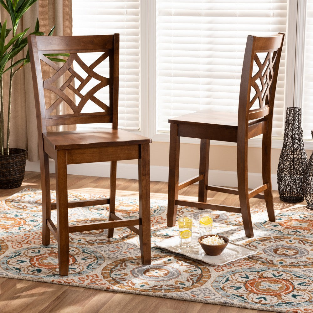 Baxton Studio - Nicolette Set of 2 Counter Stools in Walnut Brown - RH340P-Walnut Wood Scoop Seat-PC view 6