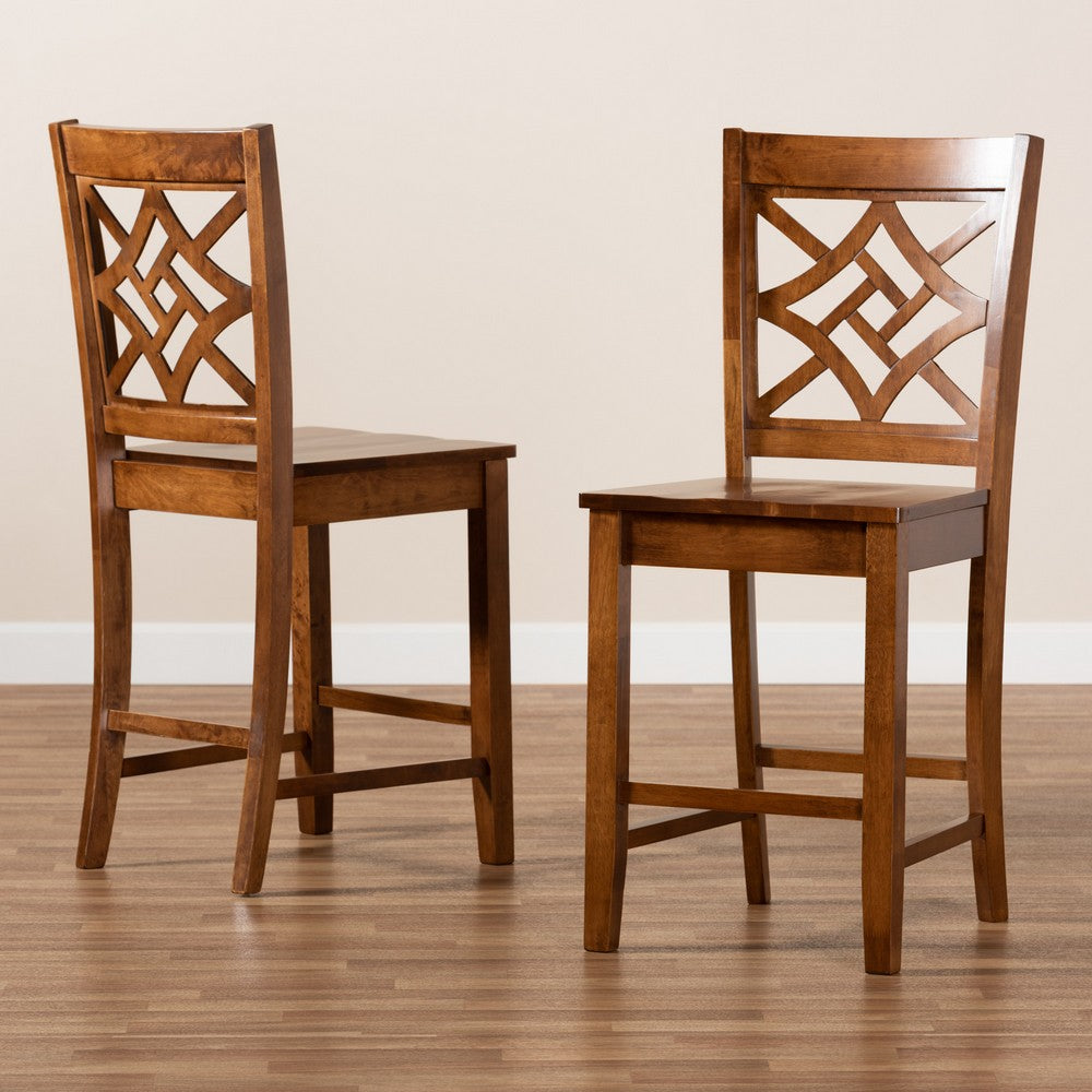 Baxton Studio - Nicolette Set of 2 Counter Stools in Walnut Brown - RH340P-Walnut Wood Scoop Seat-PC view 7