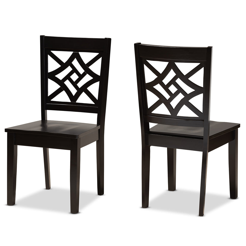 Baxton Studio - Nicolette Set of 2 Dining Chairs in Dark Brown - RH340C-Dark Brown Wood Scoop Seat-DC-2PK view 1
