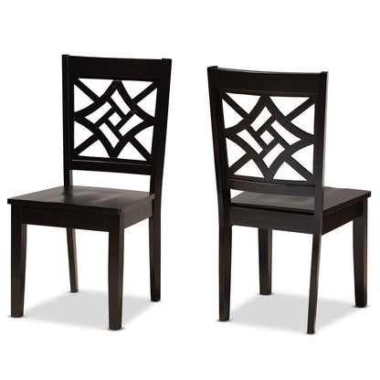 Baxton Studio - Nicolette Set of 2 Dining Chairs in Dark Brown - RH340C-Dark Brown Wood Scoop Seat-DC-2PK view 1