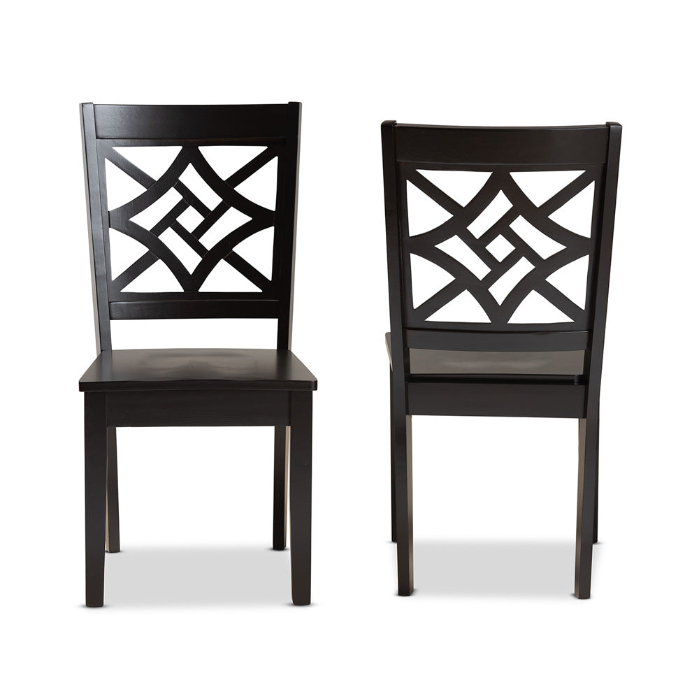 Baxton Studio - Nicolette Set of 2 Dining Chairs in Dark Brown - RH340C-Dark Brown Wood Scoop Seat-DC-2PK view 2
