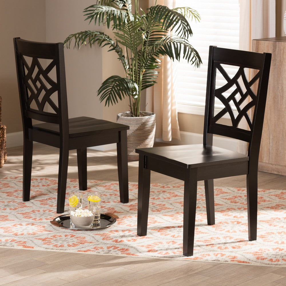 Baxton Studio - Nicolette Set of 2 Dining Chairs in Dark Brown - RH340C-Dark Brown Wood Scoop Seat-DC-2PK view 6