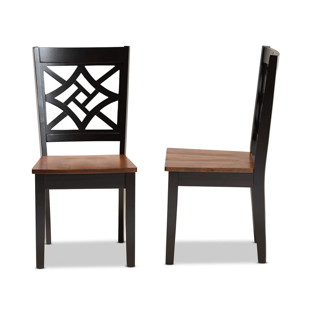 Baxton Studio - Nicolette Set of 2 Dining Chairs in Dark Brown/Walnut Brown - RH340C-Dark Brown/Walnut Wood Scoop Seat-DC-2PK view 3