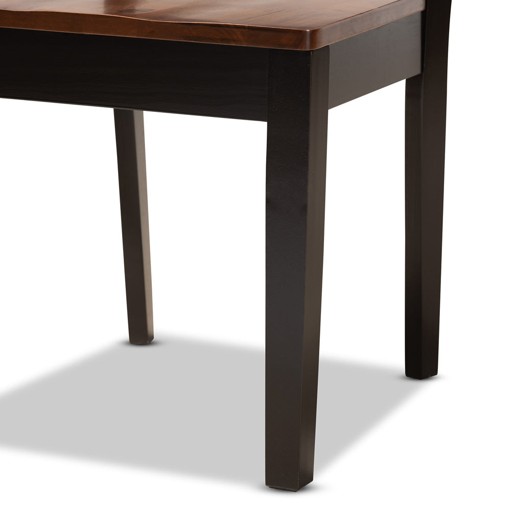 Baxton Studio - Nicolette Set of 2 Dining Chairs in Dark Brown/Walnut Brown - RH340C-Dark Brown/Walnut Wood Scoop Seat-DC-2PK view 5