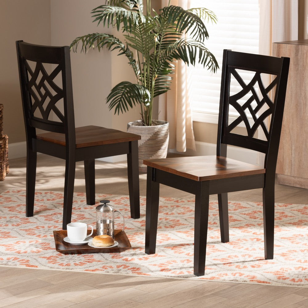 Baxton Studio - Nicolette Set of 2 Dining Chairs in Dark Brown/Walnut Brown - RH340C-Dark Brown/Walnut Wood Scoop Seat-DC-2PK view 6