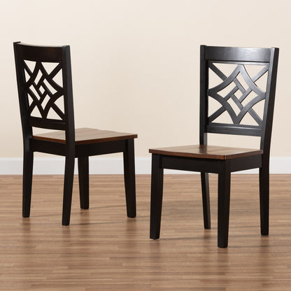 Baxton Studio - Nicolette Set of 2 Dining Chairs in Dark Brown/Walnut Brown - RH340C-Dark Brown/Walnut Wood Scoop Seat-DC-2PK view 7