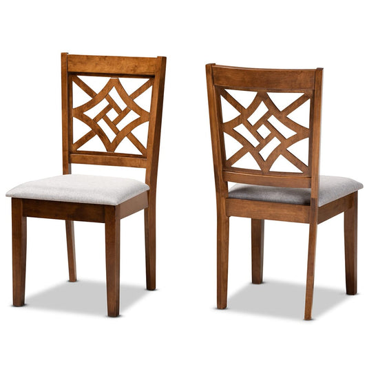 Baxton Studio - Nicolette Set of 2 Dining Chairs in Grey/Walnut Brown - RH340C-Grey/Walnut-DC-2PK view 1