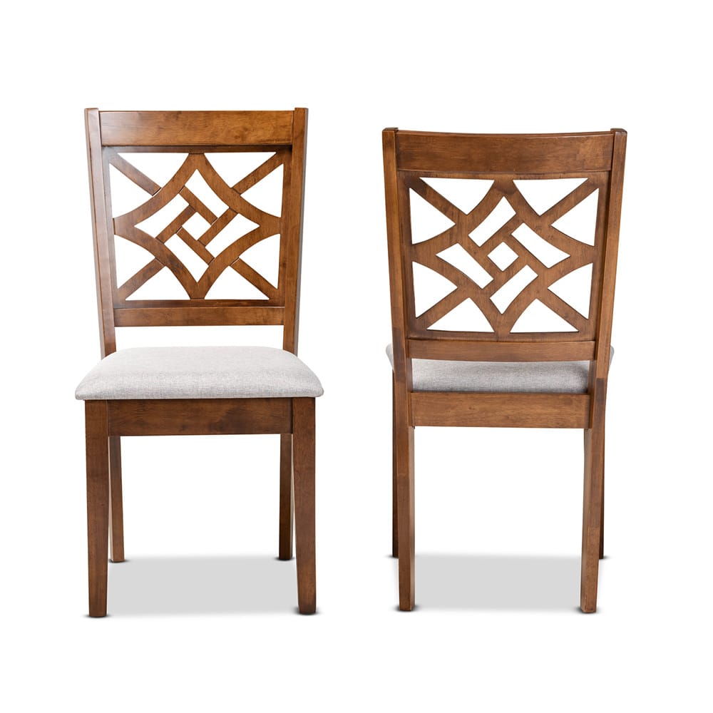 Baxton Studio - Nicolette Set of 2 Dining Chairs in Grey/Walnut Brown - RH340C-Grey/Walnut-DC-2PK view 2