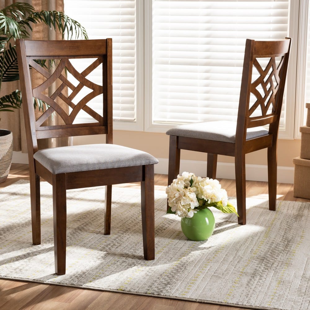 Baxton Studio - Nicolette Set of 2 Dining Chairs in Grey/Walnut Brown - RH340C-Grey/Walnut-DC-2PK view 6