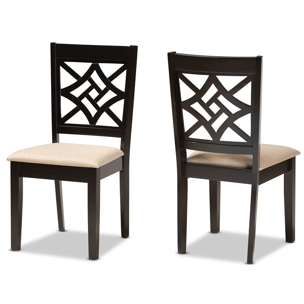 Baxton Studio - Nicolette Set of 2 Dining Chairs in Sand/Dark Brown - RH340C-Sand/Dark Brown-DC-2PK view 1