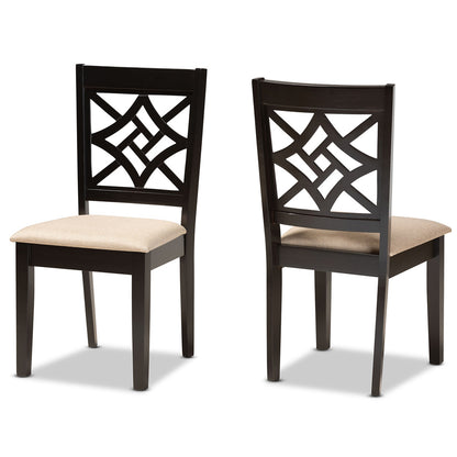 Baxton Studio - Nicolette Set of 2 Dining Chairs in Sand/Dark Brown - RH340C-Sand/Dark Brown-DC-2PK view 1