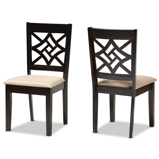 Baxton Studio - Nicolette Set of 2 Dining Chairs in Sand/Dark Brown - RH340C-Sand/Dark Brown-DC-2PK view 1