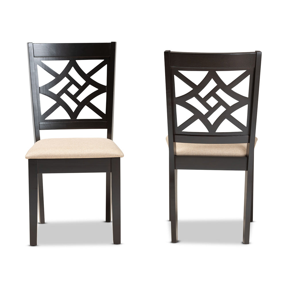 Baxton Studio - Nicolette Set of 2 Dining Chairs in Sand/Dark Brown - RH340C-Sand/Dark Brown-DC-2PK view 2