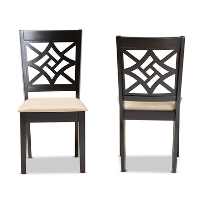 Baxton Studio - Nicolette Set of 2 Dining Chairs in Sand/Dark Brown - RH340C-Sand/Dark Brown-DC-2PK view 2