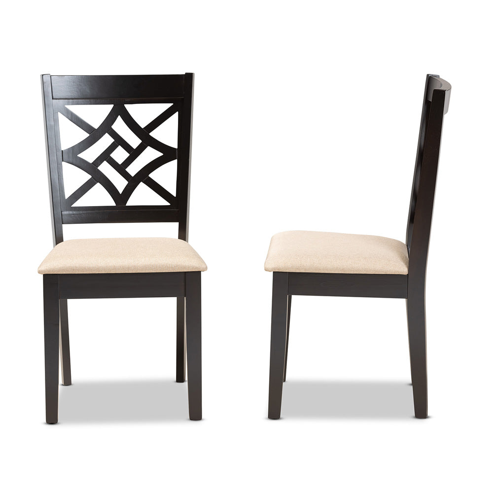 Baxton Studio - Nicolette Set of 2 Dining Chairs in Sand/Dark Brown - RH340C-Sand/Dark Brown-DC-2PK view 3