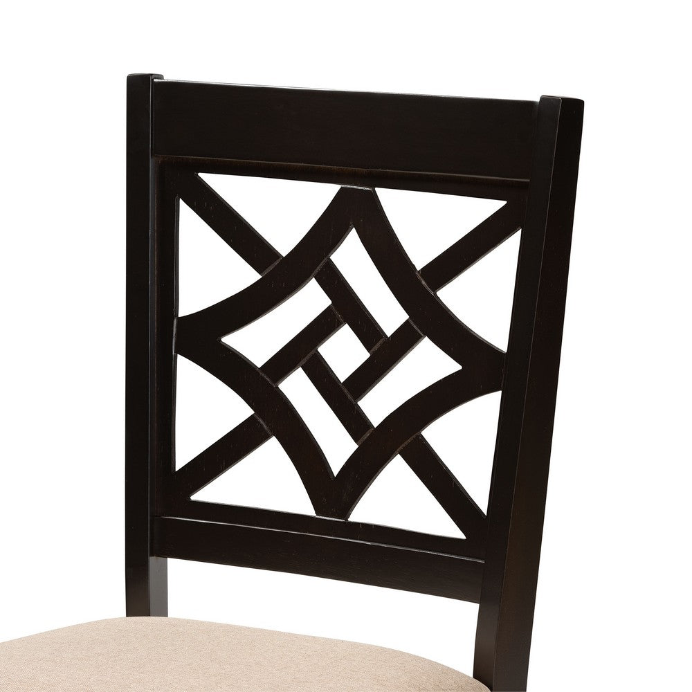 Baxton Studio - Nicolette Set of 2 Dining Chairs in Sand/Dark Brown - RH340C-Sand/Dark Brown-DC-2PK view 4