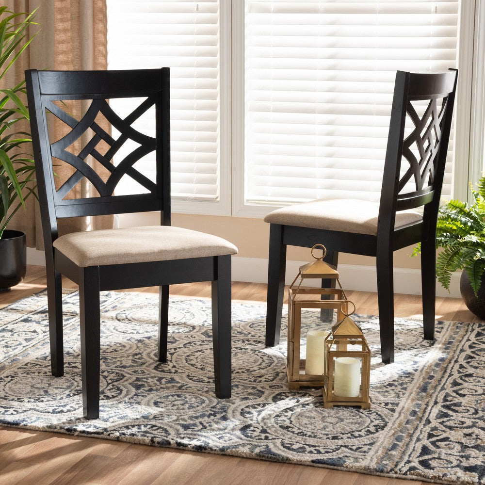 Baxton Studio - Nicolette Set of 2 Dining Chairs in Sand/Dark Brown - RH340C-Sand/Dark Brown-DC-2PK view 6