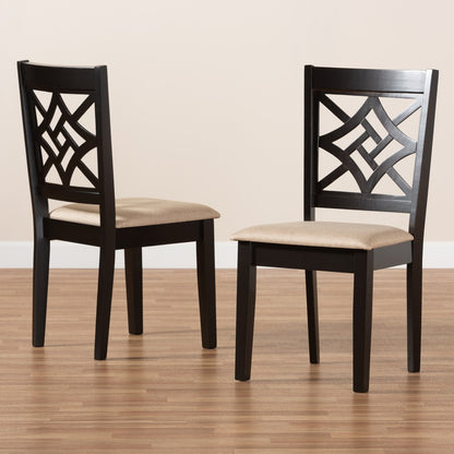 Baxton Studio - Nicolette Set of 2 Dining Chairs in Sand/Dark Brown - RH340C-Sand/Dark Brown-DC-2PK view 7