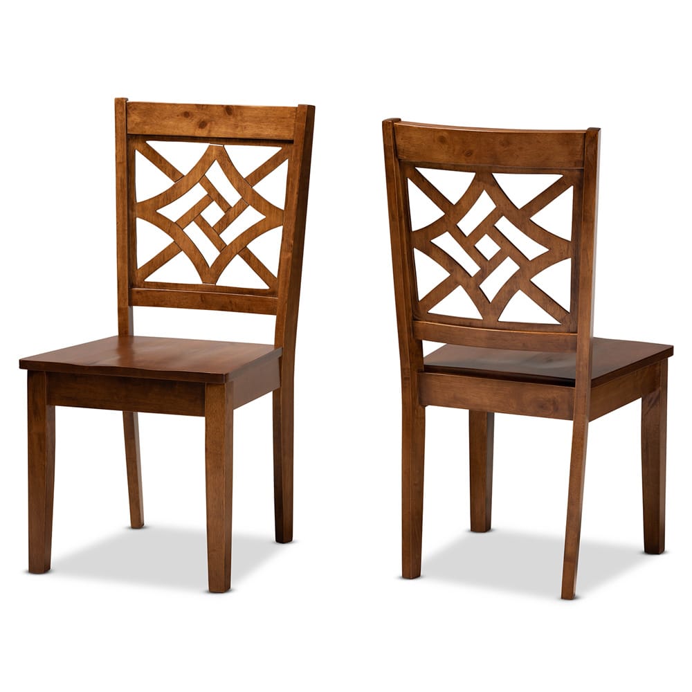 Baxton Studio - Nicolette Set of 2 Dining Chairs in Walnut Brown - RH340C-Walnut Wood Scoop Seat-DC-2PK view 1
